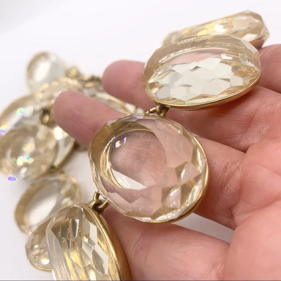 J. Crew Bold Clear Faceted Gem Gold Necklace - Picture 2 of 5